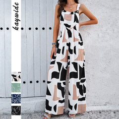 Gaovot Holiday Print Long Women Jumpsuits Strap Pocket Rompers Female