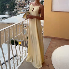 Gaovot Solid-color elegant and sophisticated strapless long dress for ladies