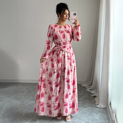 Gaovot Floral Print Long Sleeve Maxi Dress for Vacation