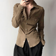 Gaovot European and American fashion simple solid-color long-sleeved blouse for women