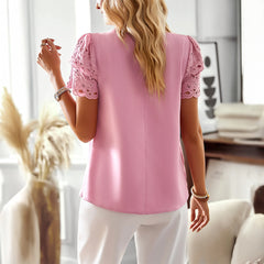 Gaovot Casual vacation style embroidered short-sleeved women's T-shirt