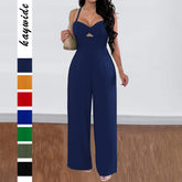 Gaovot Casual vacation commuting style solid-color halter-top wide-leg one-piece pants for children's wear