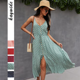 Gaovot Strap patterned high-waisted slimming wide-leg Maxi Dress with a chic office look floral print Women Dresses
