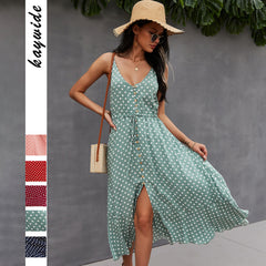 Gaovot Strap patterned high-waisted slimming wide-leg Maxi Dress with a chic office look floral print Women Dresses