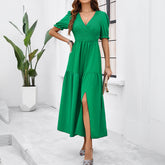 Gaovot European and American style casual high-waisted curved-front women's dress