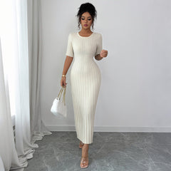 Gaovot fashion elegant style short-sleeved bodycon long maxi dress women's elegant sweaer dresses