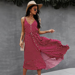 Gaovot Strap patterned high-waisted slimming wide-leg Maxi Dress with a chic office look floral print Women Dresses