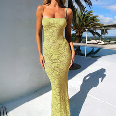 Gaovot Sexy style halter-neck lace open-front long maxi dress strap lace women's dress
