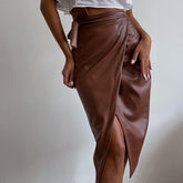 Gaovot Sexy girl style strapless figure-hugging leather skirt half-skirt women's dress