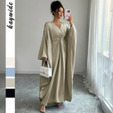 Gaovot European and American elegant French solid-color long-sleeved long dress dress for women