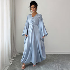 Gaovot European and American elegant French solid-color long-sleeved long dress dress for women
