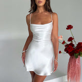 Gaovot Elegant and stylish pure-color halter-neck high-end women dress