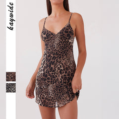 Gaovot European and American y2k style short dress with halter neck and leopard print for women in a skirt and blouse style