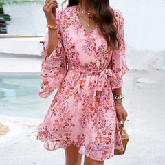 Gaovot Summer and Spring Vacation Leisure Print Strappy Silk Blouse for Women