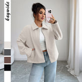 Gaovot Funnel Neck Zip Up Long Sleeve Cropped Women Jacket for Daily Wear