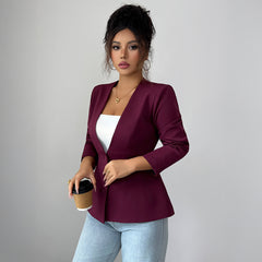 Gaovot Women V Neck Button Front Long Sleeve Fitted Blazer