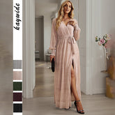 Gaovot Summer halter-neck dress with pleated long Maxi Dress Women