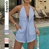 Gaovot Summer Necklace-style sexy belt, high-waisted pants, two-piece set cross-border women's clothing from Europe and America