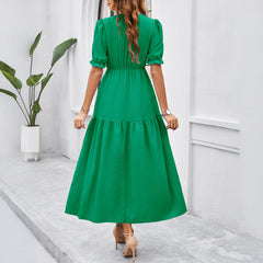 Gaovot European and American style casual high-waisted curved-front women's dress