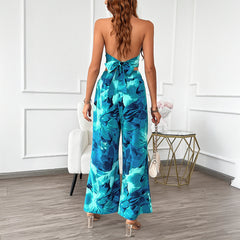 Gaovot Casual commuting vacation style color-blocked neck-up top paired with wide-leg pants set for women