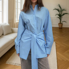 Gaovot Casual and simple button-up long-sleeved solid color vest blouse shirt for women