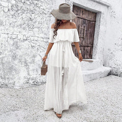 Gaovot European-style women's summer casual dress with elegant one-shoulder design and graceful silhouette