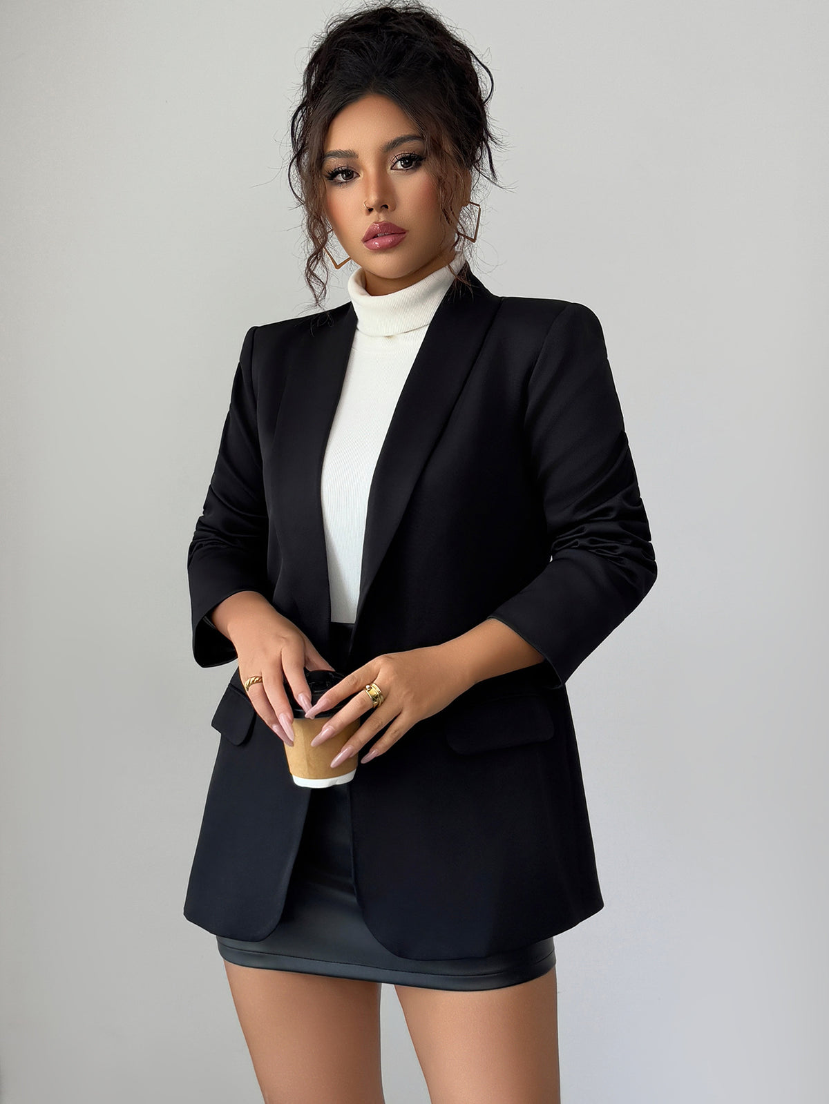 Gaovot Women Shawl Collar Long Sleeve Blazer for Office & Casual Outings