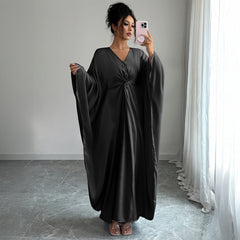 Gaovot European and American elegant French solid-color long-sleeved long dress dress for women