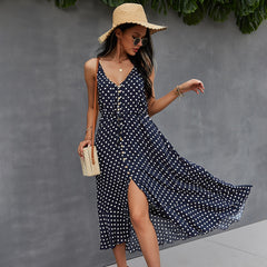 Gaovot Strap patterned high-waisted slimming wide-leg Maxi Dress with a chic office look floral print Women Dresses