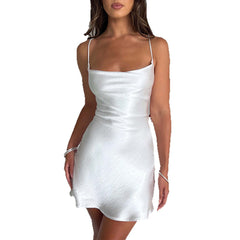 Gaovot Elegant and stylish pure-color halter-neck high-end women dress