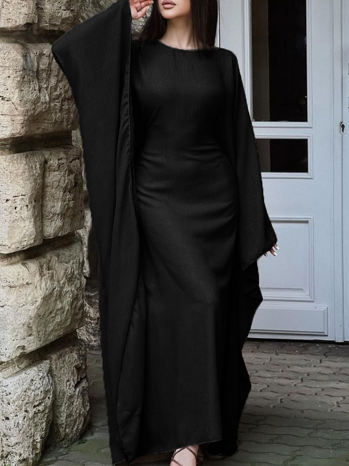 Gaovot Fashionable and elegant long-sleeved high-end style long dress women's outfit loose Middle Eastern formal dress long skirt