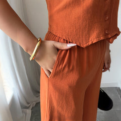 Gaovot Sleeveless Vest & Wide Leg Pants Matching Set for Daily Wear