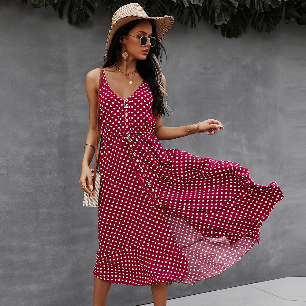 Gaovot Strap patterned high-waisted slimming wide-leg Maxi Dress with a chic office look floral print Women Dresses