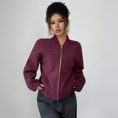 Gaovot Women Stand Collar Zip Up Long Sleeve Cropped Jacket for Casual Outings