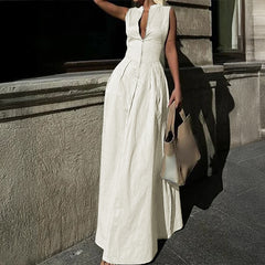 Gaovot Elegant and high-end zipper long maxi dress for women