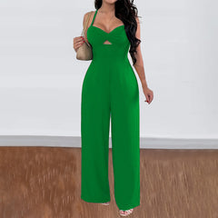 Gaovot Casual vacation commuting style solid-color halter-top wide-leg one-piece pants for children's wear