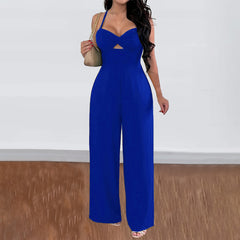 Gaovot Casual vacation commuting style solid-color halter-top wide-leg one-piece pants for children's wear