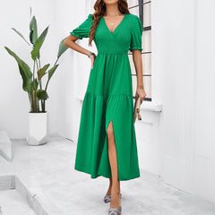 Gaovot European and American style casual high-waisted curved-front women's dress