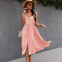 Gaovot Strap patterned high-waisted slimming wide-leg Maxi Dress with a chic office look floral print Women Dresses