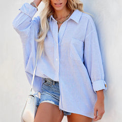 Gaovot Cross-border European and American vacation versatile long-sleeved cardigan blouse for women