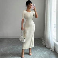 Gaovot fashion elegant style short-sleeved bodycon long maxi dress women's elegant sweaer dresses