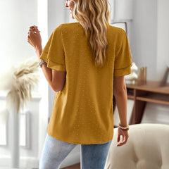 Gaovot Casual vacation style deep V wave collar blouse for women, 2025 summer, Amazon independent store