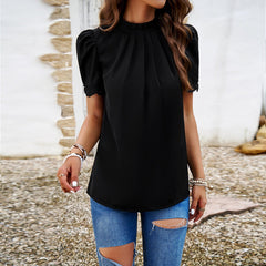Gaovot Casual pure-color short-sleeved shirt