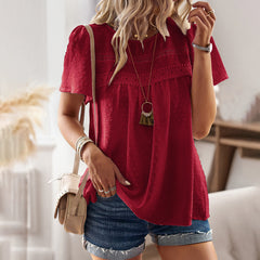 Gaovot Casual solid-color round-neck short-sleeved shirt
