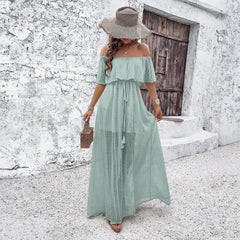 Gaovot European-style women's summer casual dress with elegant one-shoulder design and graceful silhouette