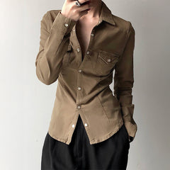 Gaovot European and American fashion simple solid-color long-sleeved blouse for women